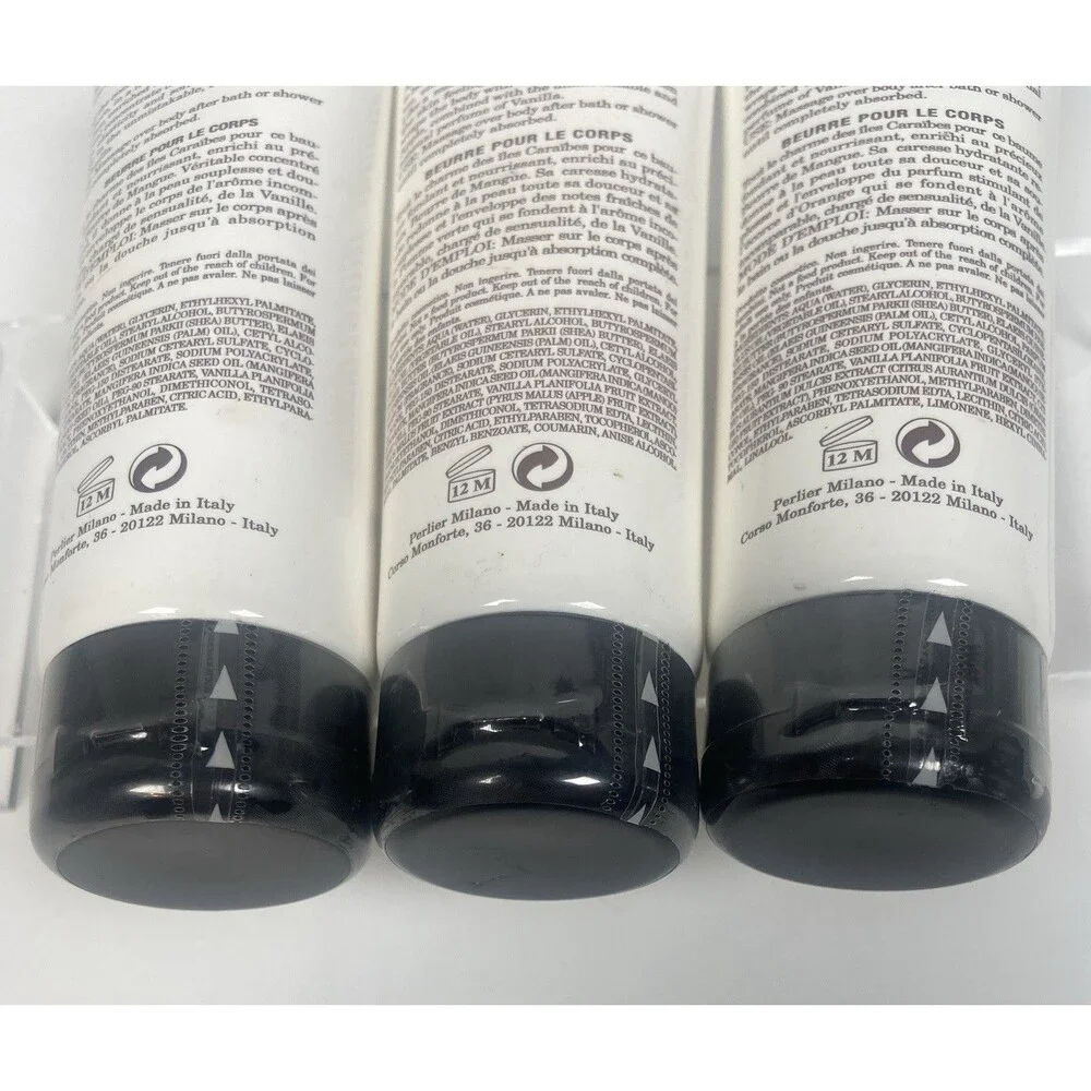 Perlier 1793 Caribbean Vanilla Body Butter 4.2 fl Oz Set of 3 Assorted Scents